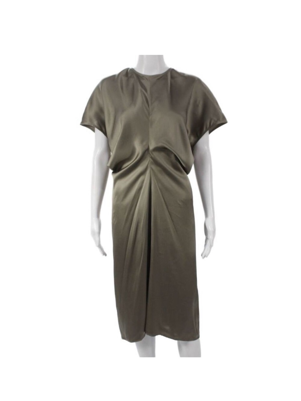Toteme Olive Satin Draped Midi Dress